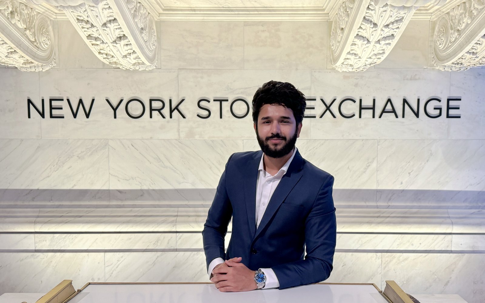 Manish Singh, founder of RupyAI, at the New York Stock Exchange